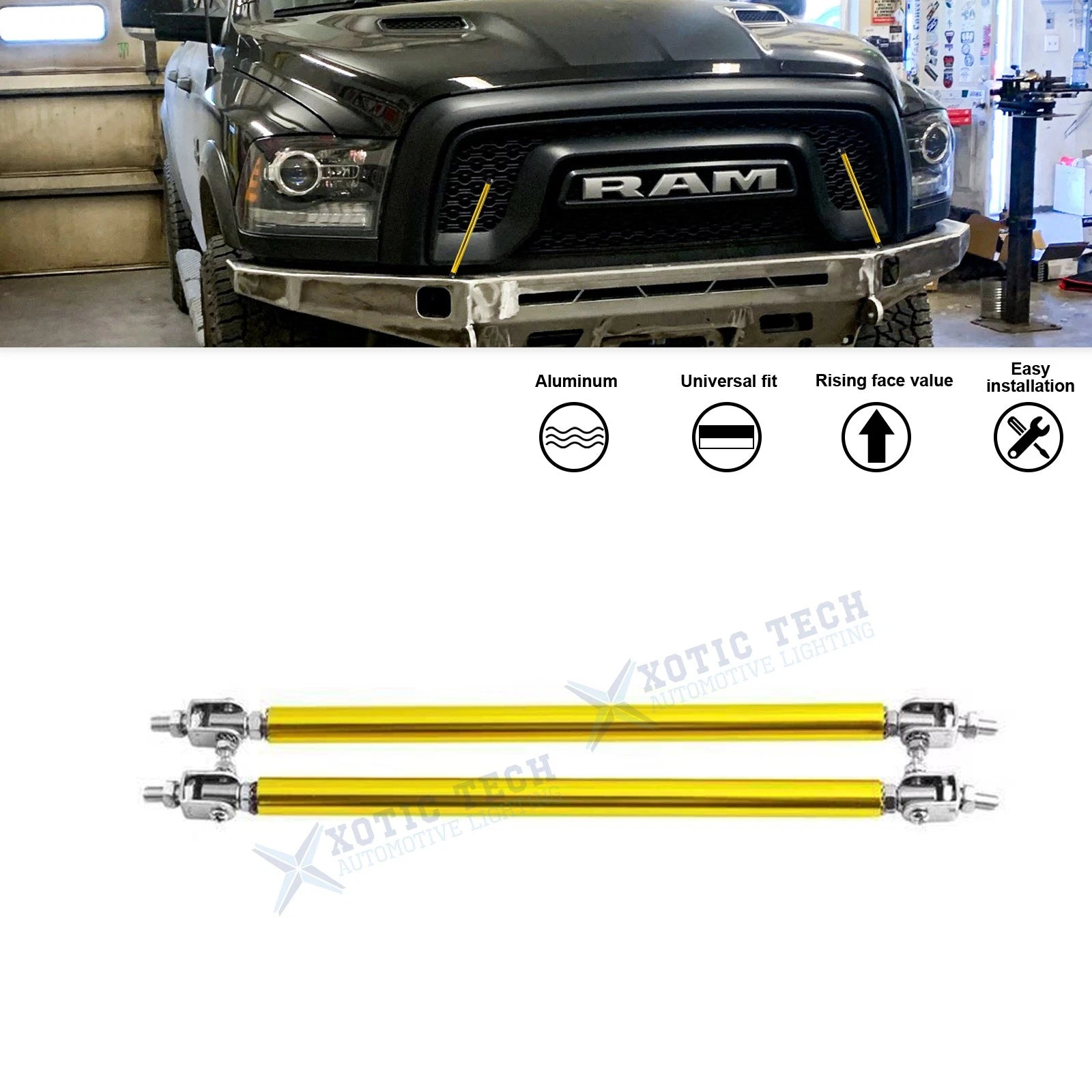 Aluminum Bumper Stabilizer Splitter Strut Rod for Ram Lincoln (2009–2018)