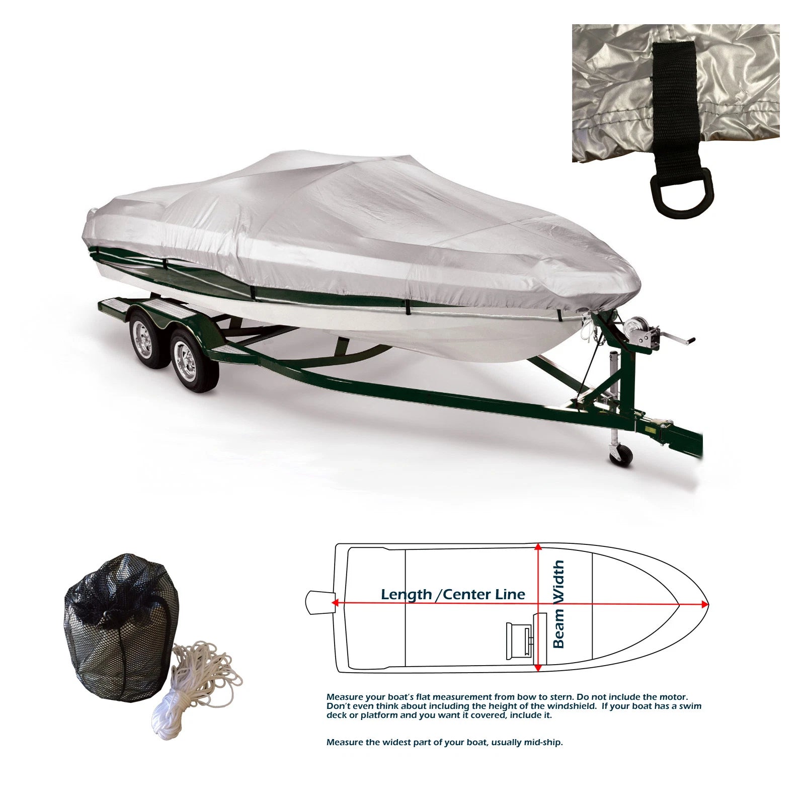Boat Cover for 20'-22.5' V-Hull Fishing Ski (Fits 108" Width)