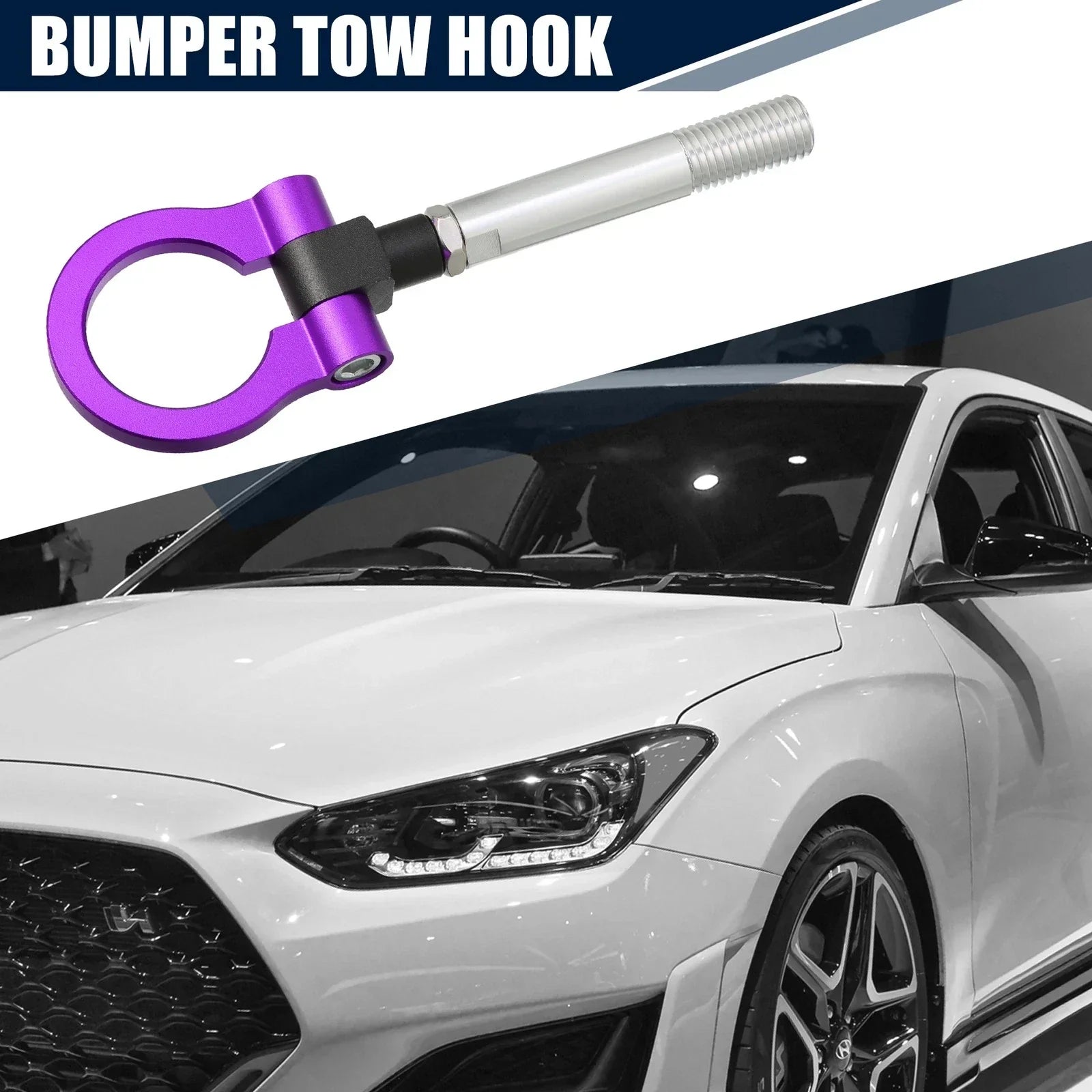 Purple Round Front Rear Bumper Trailer Tow Hook Screw for Hyundai Veloster