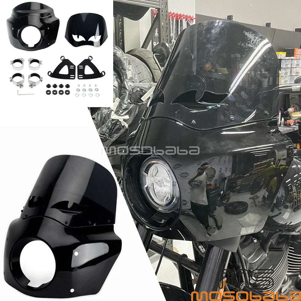 Front Headlight Fairing w/ Smoke Windshield for Harley Softail Street Bob (2018-2023)