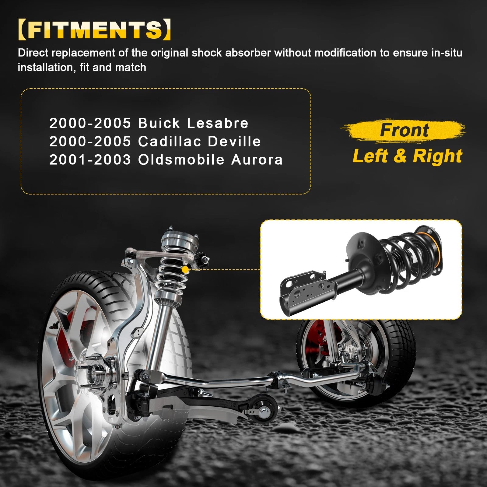 Set of 2 Front Complete Struts for Buick LeSabre & Cadillac DeVille