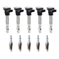 Set of 5 Ignition Coils & Bosch Platinum Spark Plugs for Volkswagen Audi 2.5L