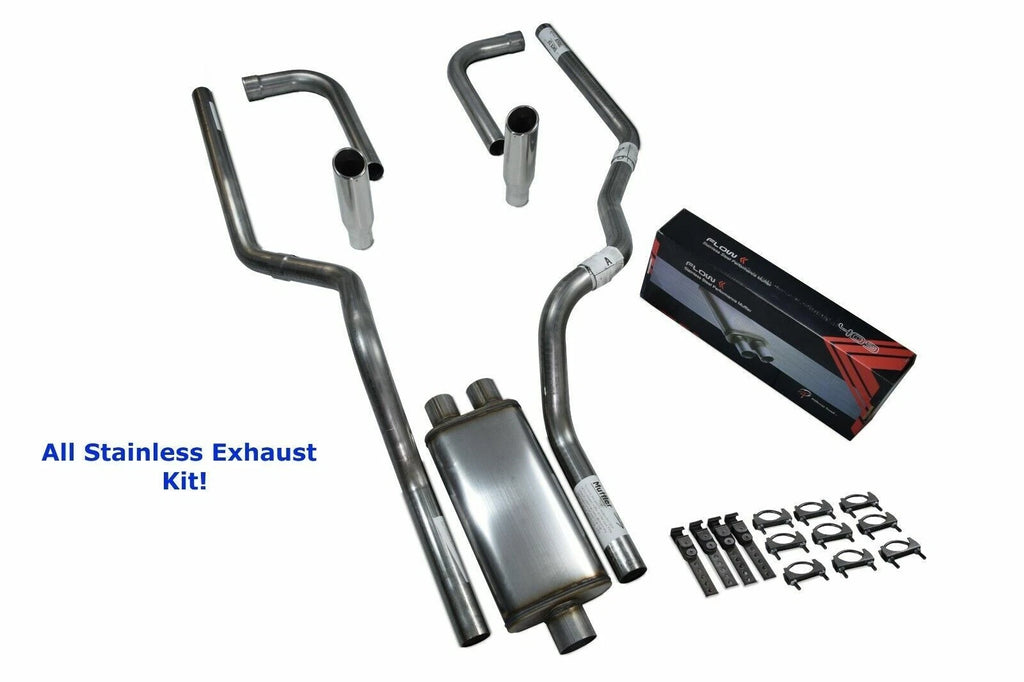 Dual Exhaust Kit for Chevy GMC 1500 (2007–2014) - Stainless Steel, Side Rolled Tip