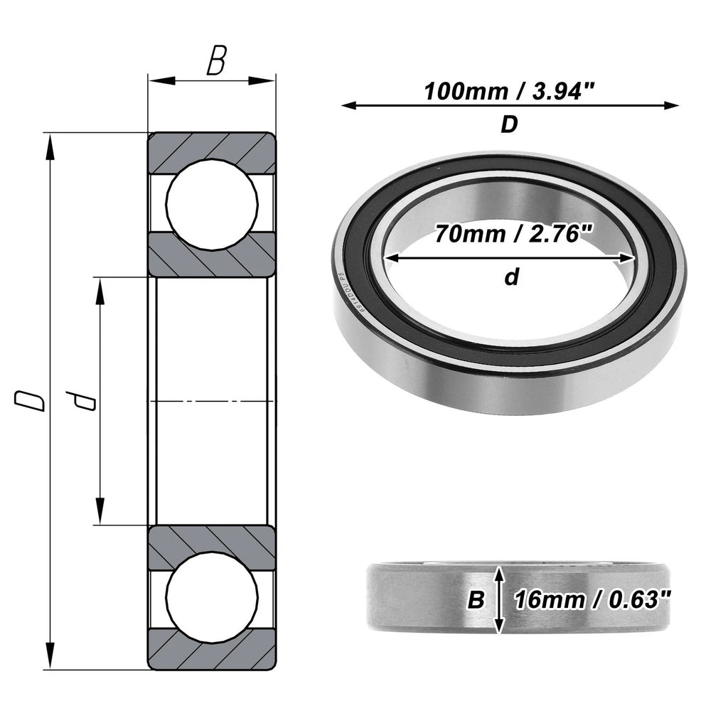 Deep Groove Ball Bearing 6914DDU for Scooter Skateboard Wheel (P5)