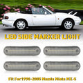 4X Clear Lens LED Side Marker Lights for Mazda MX-5 Miata (1990–2005)