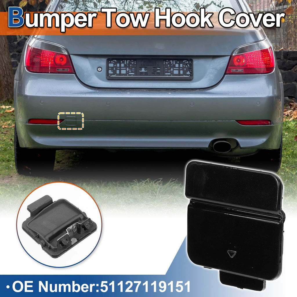 Rear Tow Hook Cover for BMW 525i 530i 545i 550i (2001–2007) No. 51127119151 Black