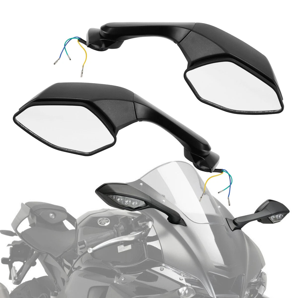 LED Turn Signal Rear View Mirrors for Yamaha YZF R1, R6