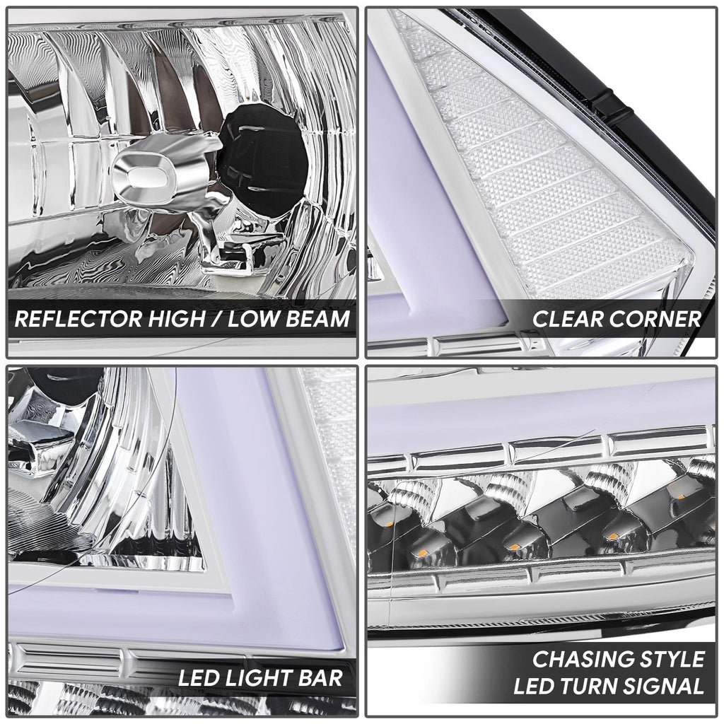 Chrome/Clear C-LED DRL Sequential Turn Signal Headlights for RAM 1500 (2009–2024)