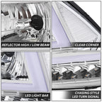 Chrome/Clear C-LED DRL Sequential Turn Signal Headlights for RAM 1500 (2009–2024)
