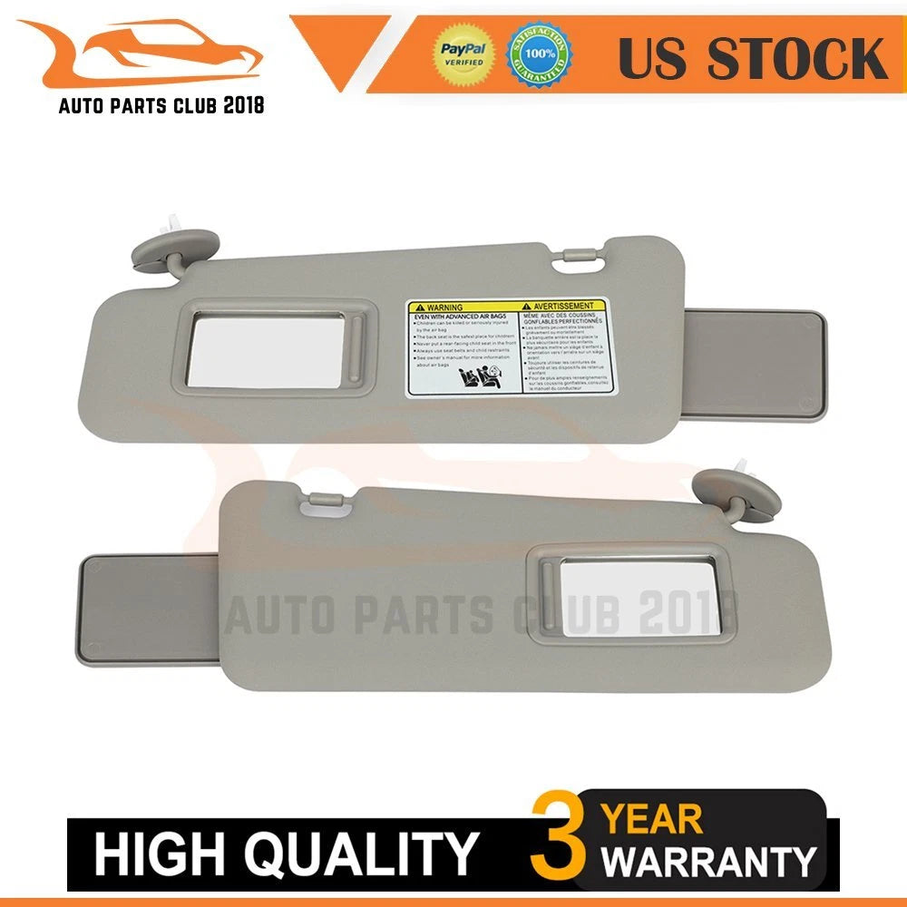 Set of 2 Gray Sun Visors for 2008-2013 Toyota Highlander with Sunroof