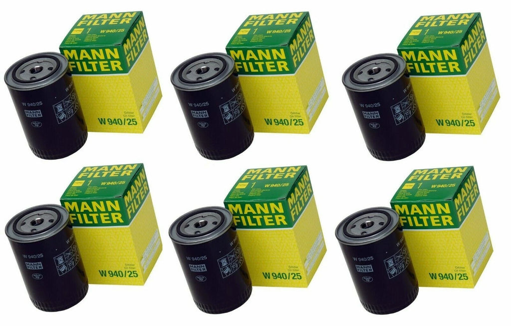 Set of 6 Engine Oil Filters for Audi 4000, VW Golf, Jetta (OEM W940/25)