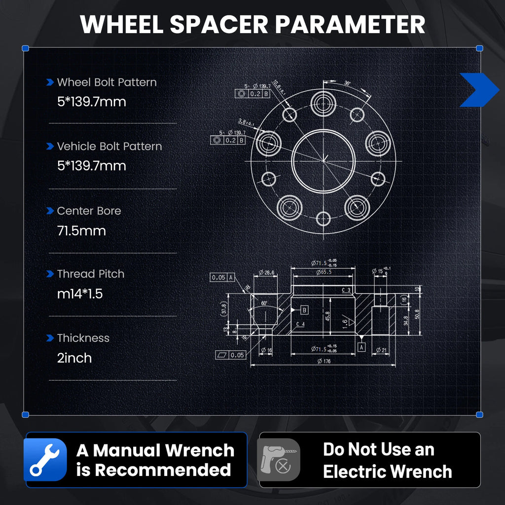 Set of 4 Wheel Spacers for 5x5.5" Bolt Pattern (Hubcentric)