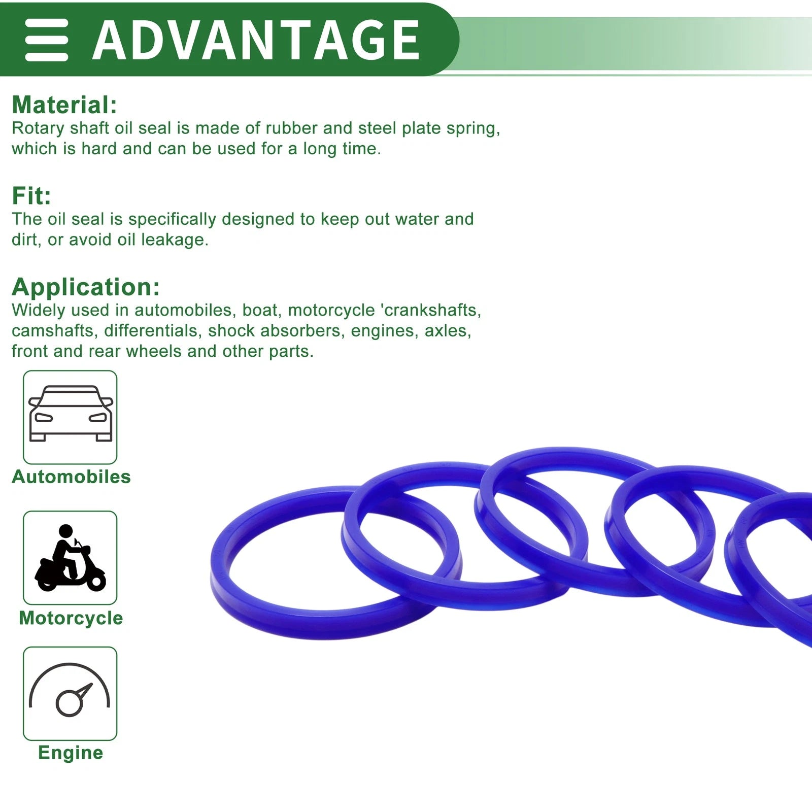 Set of 5 Oil Seal Rotary Shaft Seal 80x90x9mm High Pressure TPU