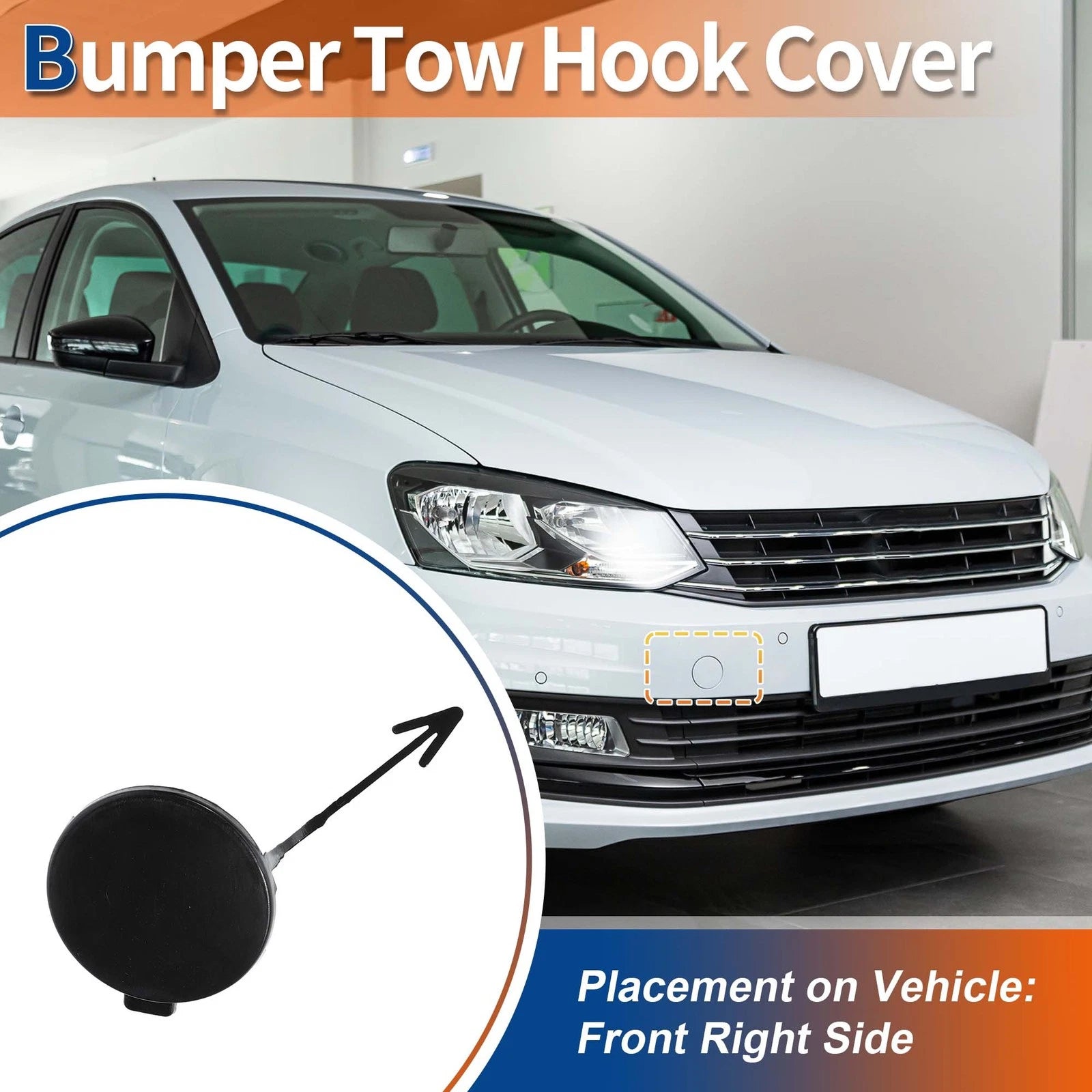 Tow Hook Cover for Volkswagen Polo (2009–2017) No. 6RD807241 Unpainted