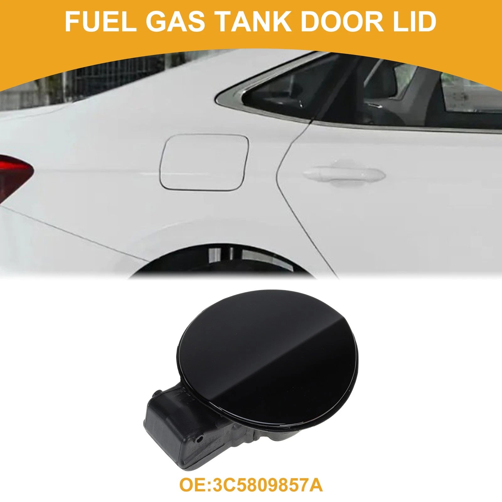 Fuel Tank Door Cap for Volkswagen Passat B6 (2006–2011) Black Cover