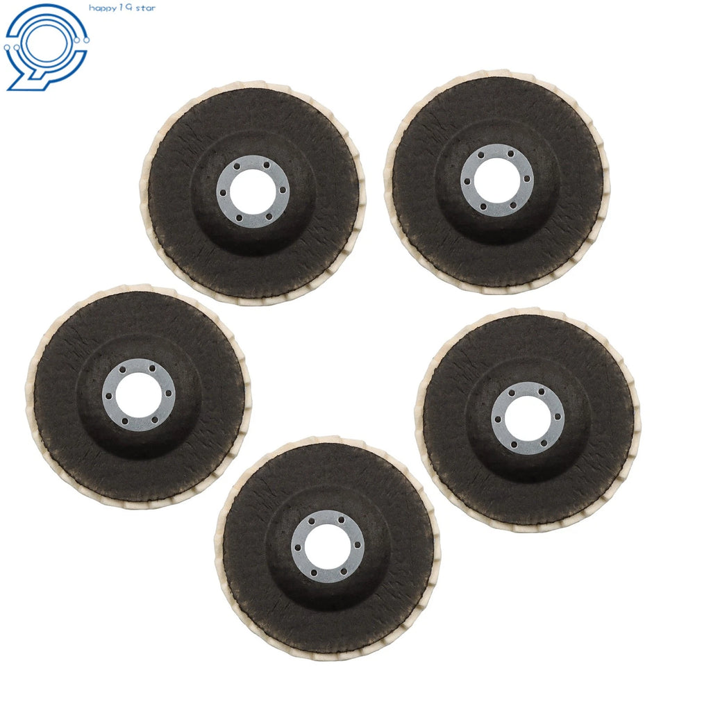 5 Pack Wool Felt Flap Discs for Buffing and Polishing Wheels (4-1/2")