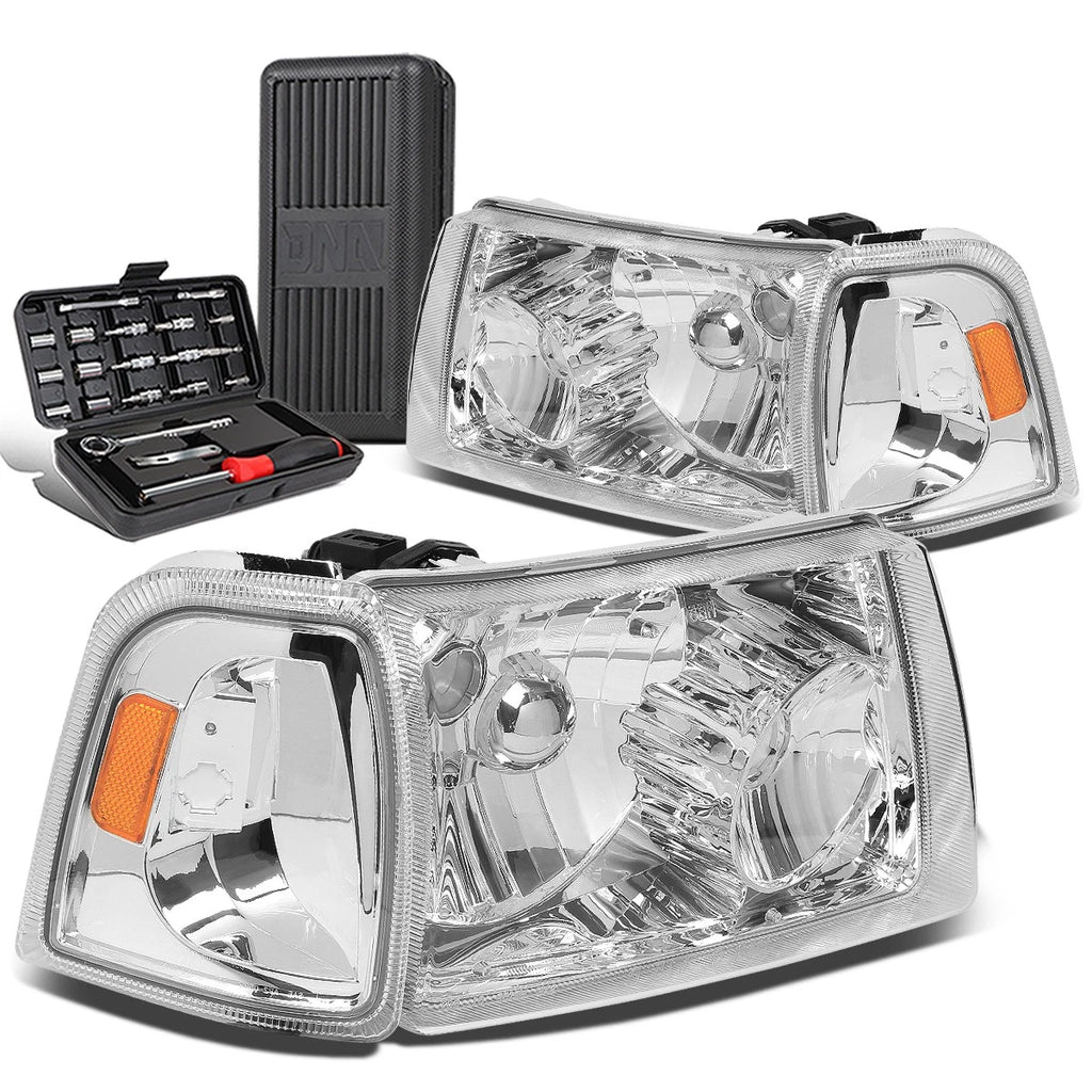 Pair of Chrome Amber Side Headlight Lamps for Ford Ranger (2001–2011)