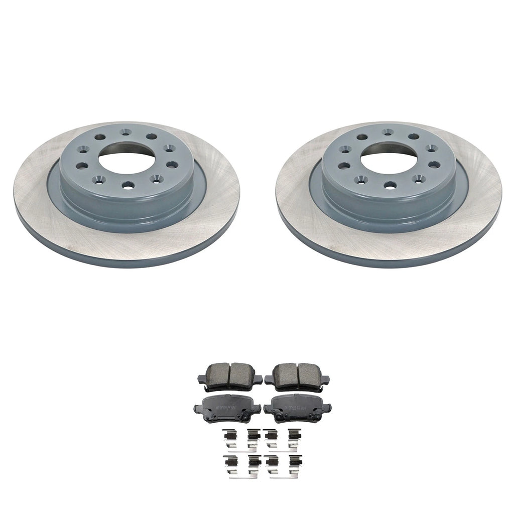 Set of 2 DuraGo Rear Rotors & Akebono ProACT Ceramic Pads for Equinox Malibu (2010–2017)