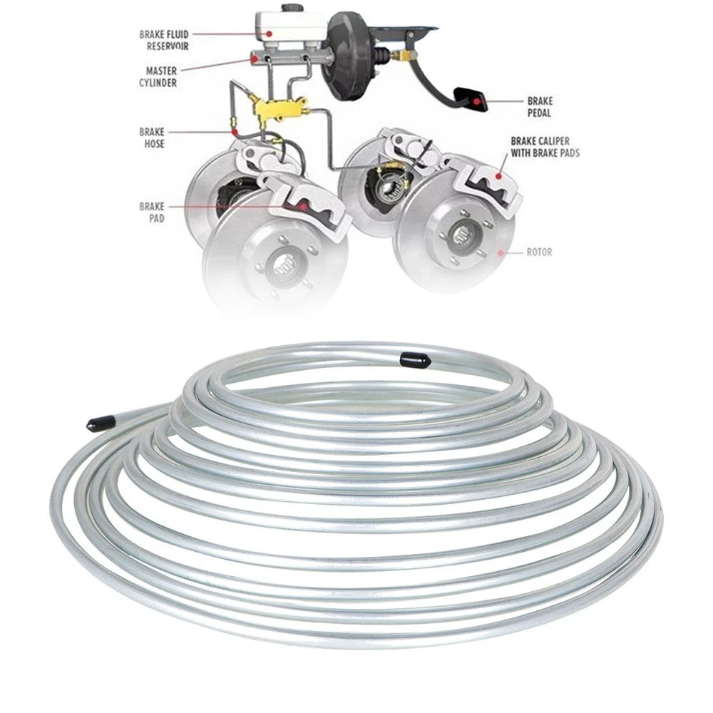 1PC 25 Ft Zinc-Coated Steel Brake Line Tubing Kit for Vehicles