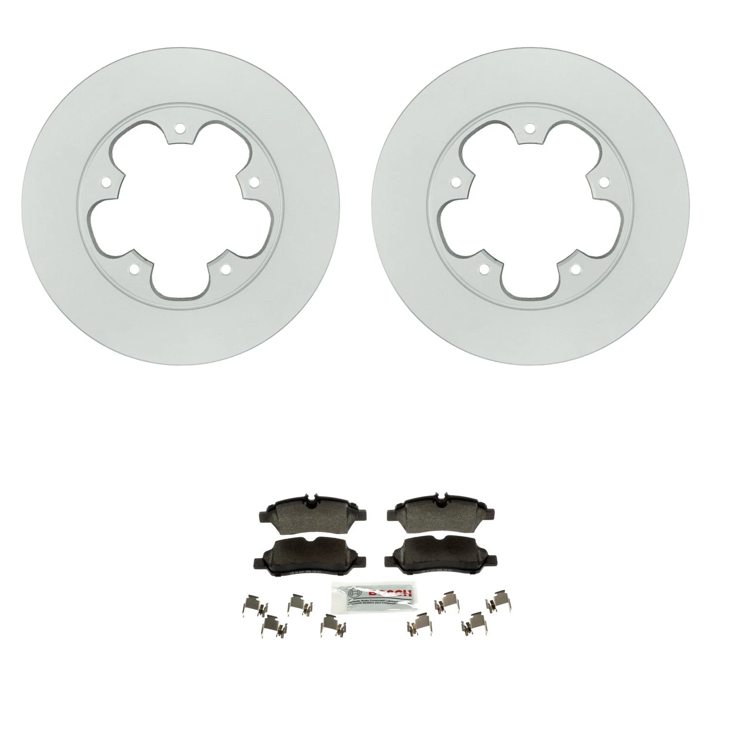 Bosch Rear Disc Brake Rotors & Semi-Met Brake Pads Kit for Ford Transit-250 (2015–2023)