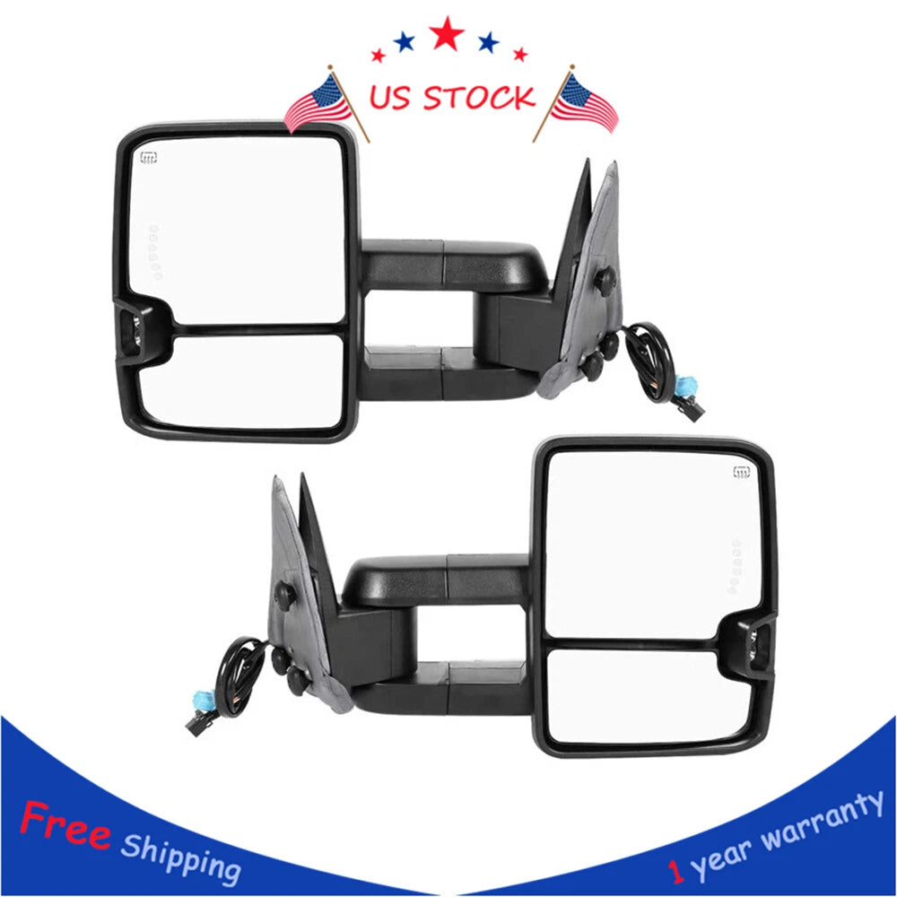 Chrome Power Heated Towing Mirrors for Chevy Silverado GMC Sierra 