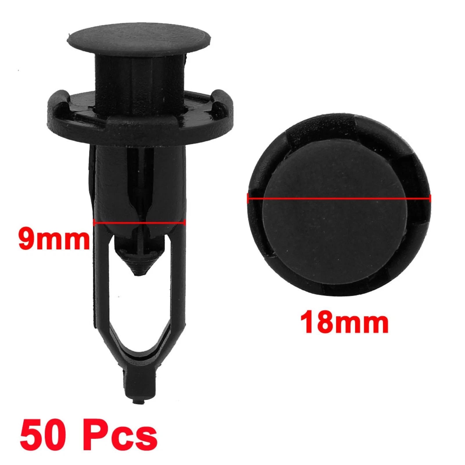 50 Pcs 18mm Head Black Rivet Fastener for Toyota (Various Models)