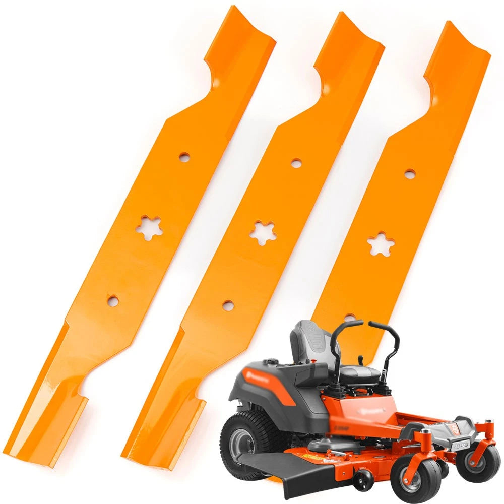 Set of 3 Deck Blades for Husqvarna Poulan AYP (18.5" 5 Point Star)