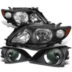 Black Housing Headlight + Amber Corner + Smoked Fog Lamps for Toyota Corolla (2009–2010)