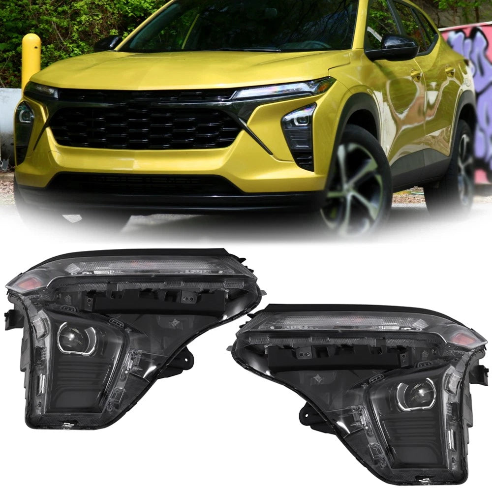 Set of 2 Black LED Headlights for Chevy Trax (2024–2025)