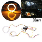 2X White Amber Switchback LED Angel Eyes Halo Rings for Car Headlight Retrofit (60MM)