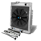 3 Row Aluminum Chrome Radiator + 14" Black Fan for 1964 Ford Mustang