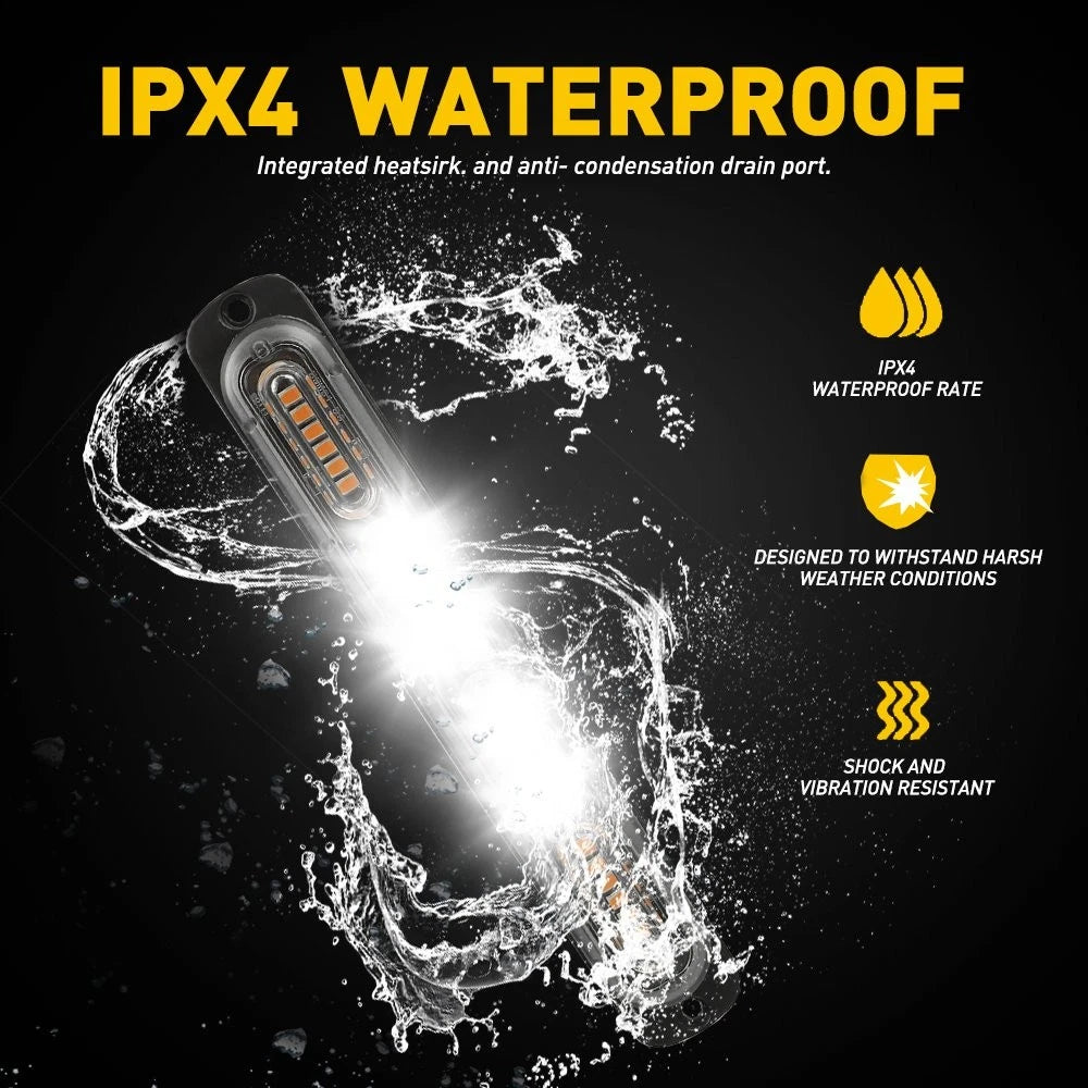 2X Amber/White LED Emergency Strobe Lights for Truck ATV (12-24V)