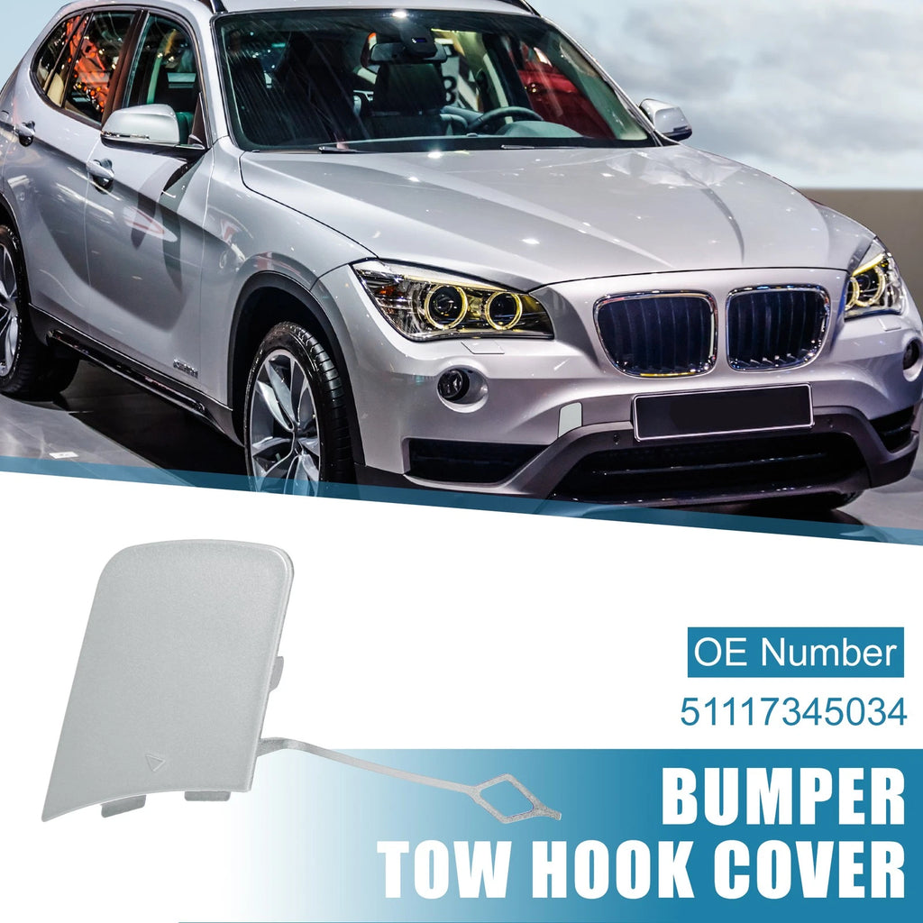 Front Bumper Tow Hook Cover for BMW X1 E84 (2012–2015) 51117345034 Silver Tone