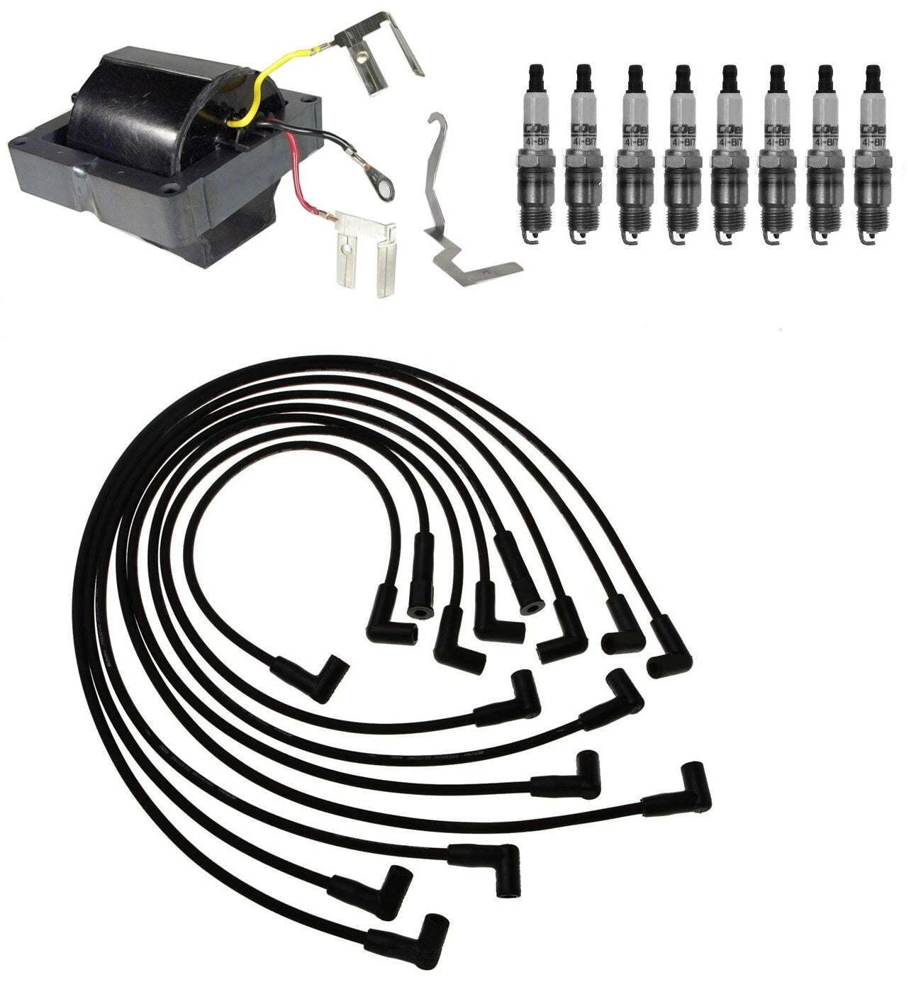 Ignition Wires & Spark Plugs Kit for Chevy C10 GMC C3500 V8 (1 Coil, .045")