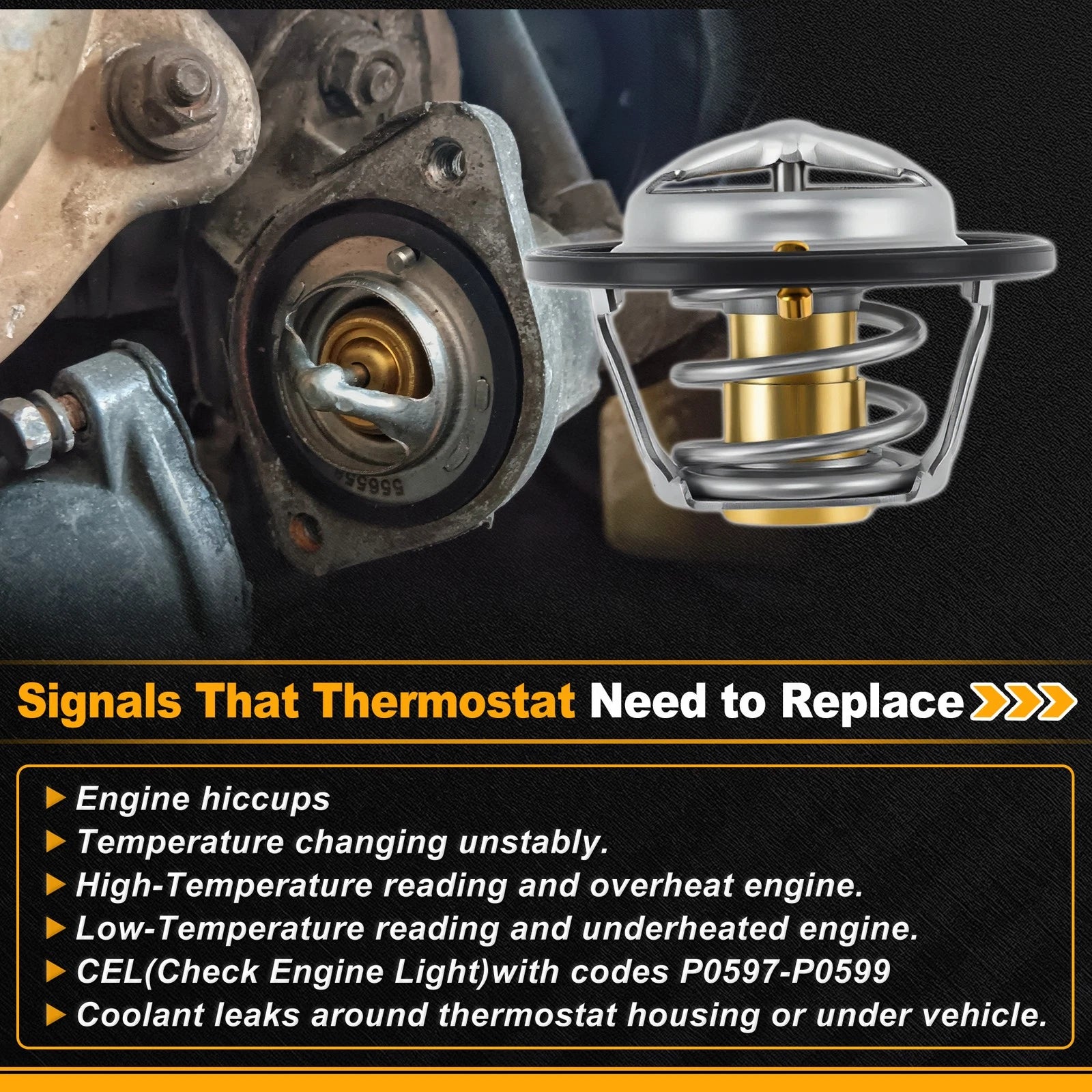 Engine Coolant Thermostat 5011456AA for Dodge Ram 2500 (1998–2009) with Seal