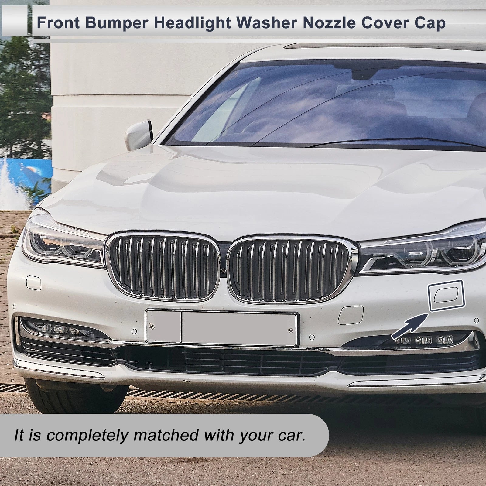 Headlight Washer Nozzle Cover Cap for BMW 740i (2016–2020) - Black