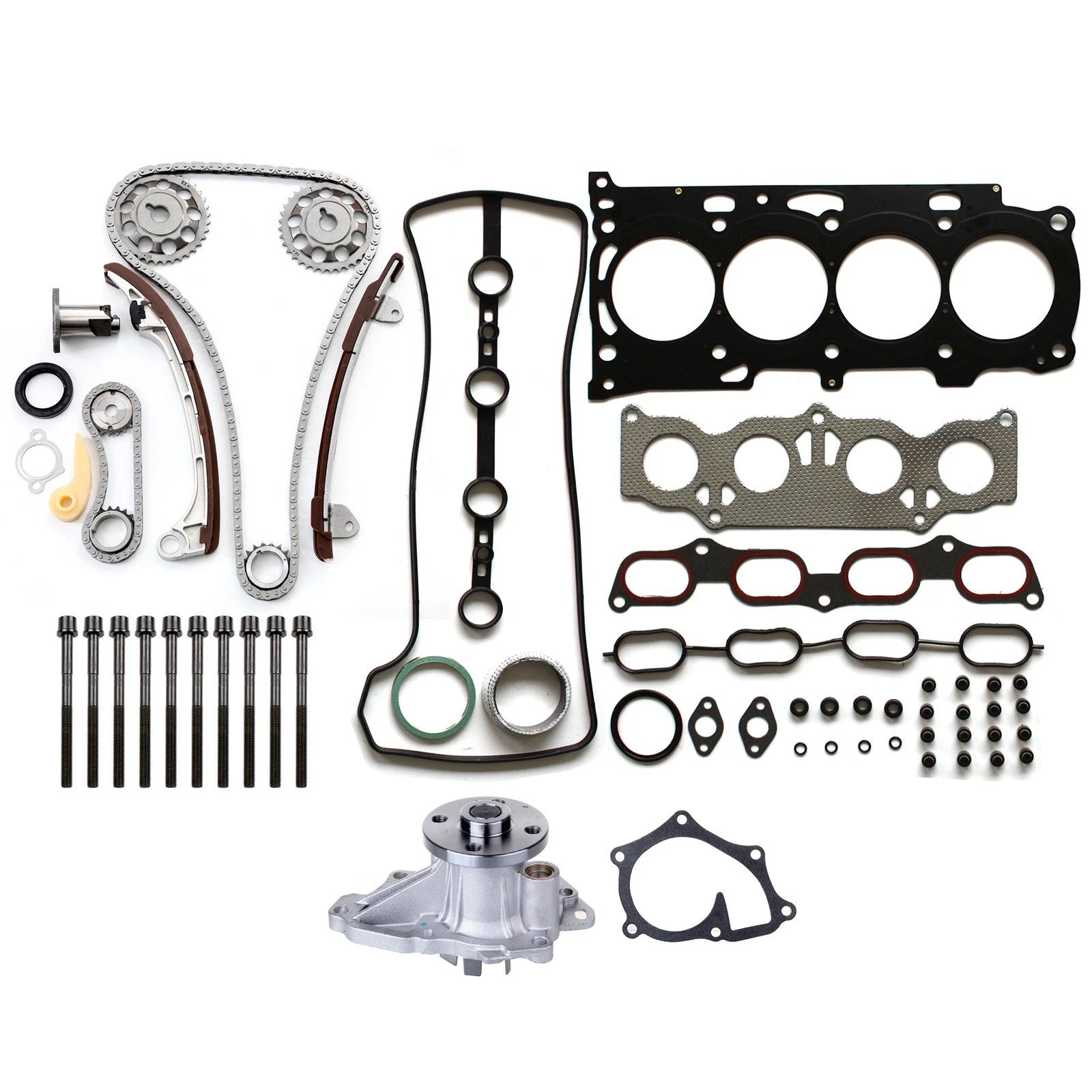 Head Gasket Set with Timing Chain Bolts & Water Pump for Toyota Camry (2007–2009)