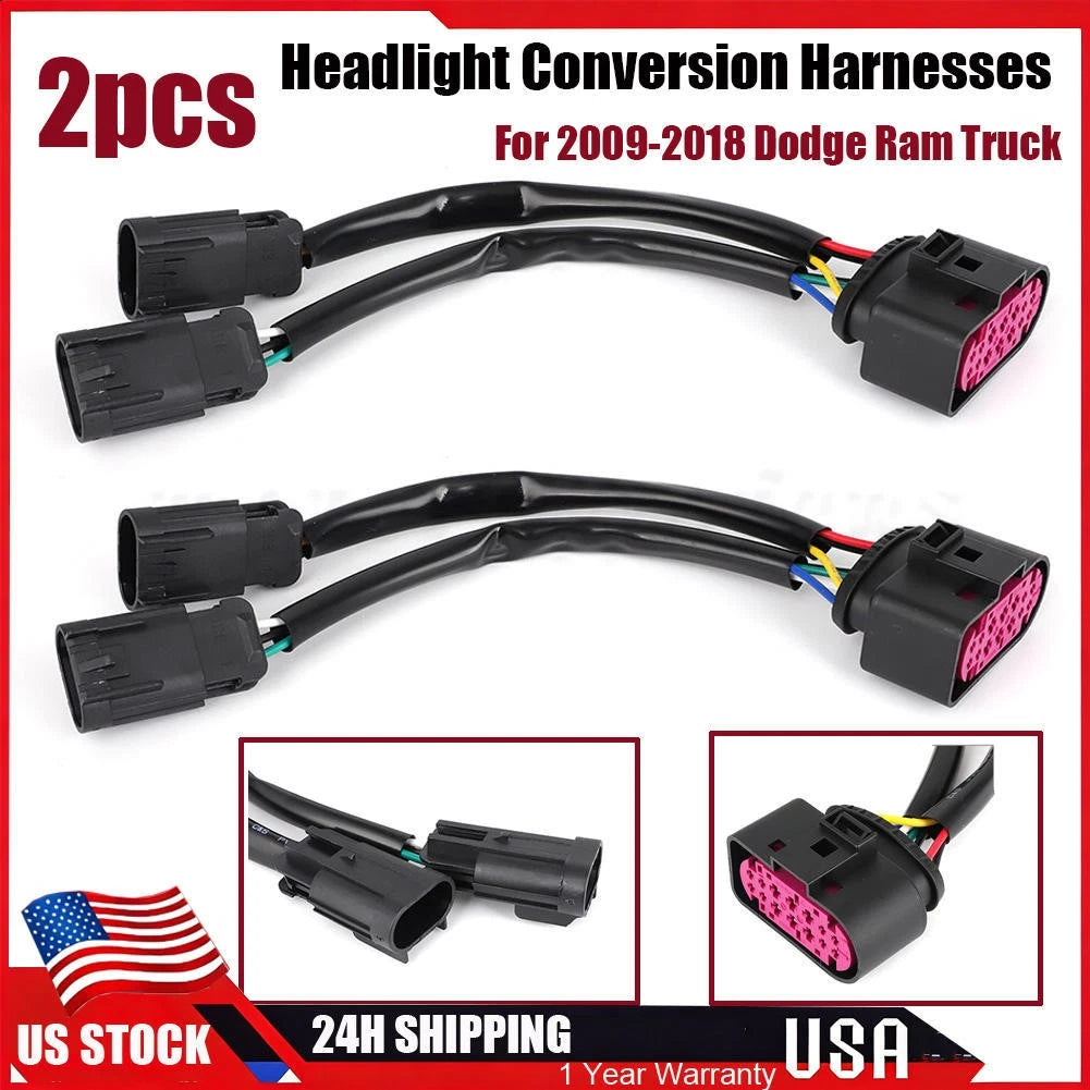 Conversion Harnesses for Dodge Ram (2009–2018) Quad Housing to Projector Headlight