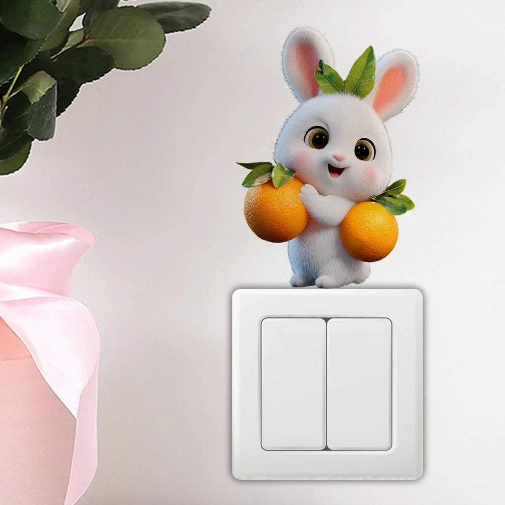 Orange Rabbit Switch Sticker 13x10cm PVC Decal for Wall Glass