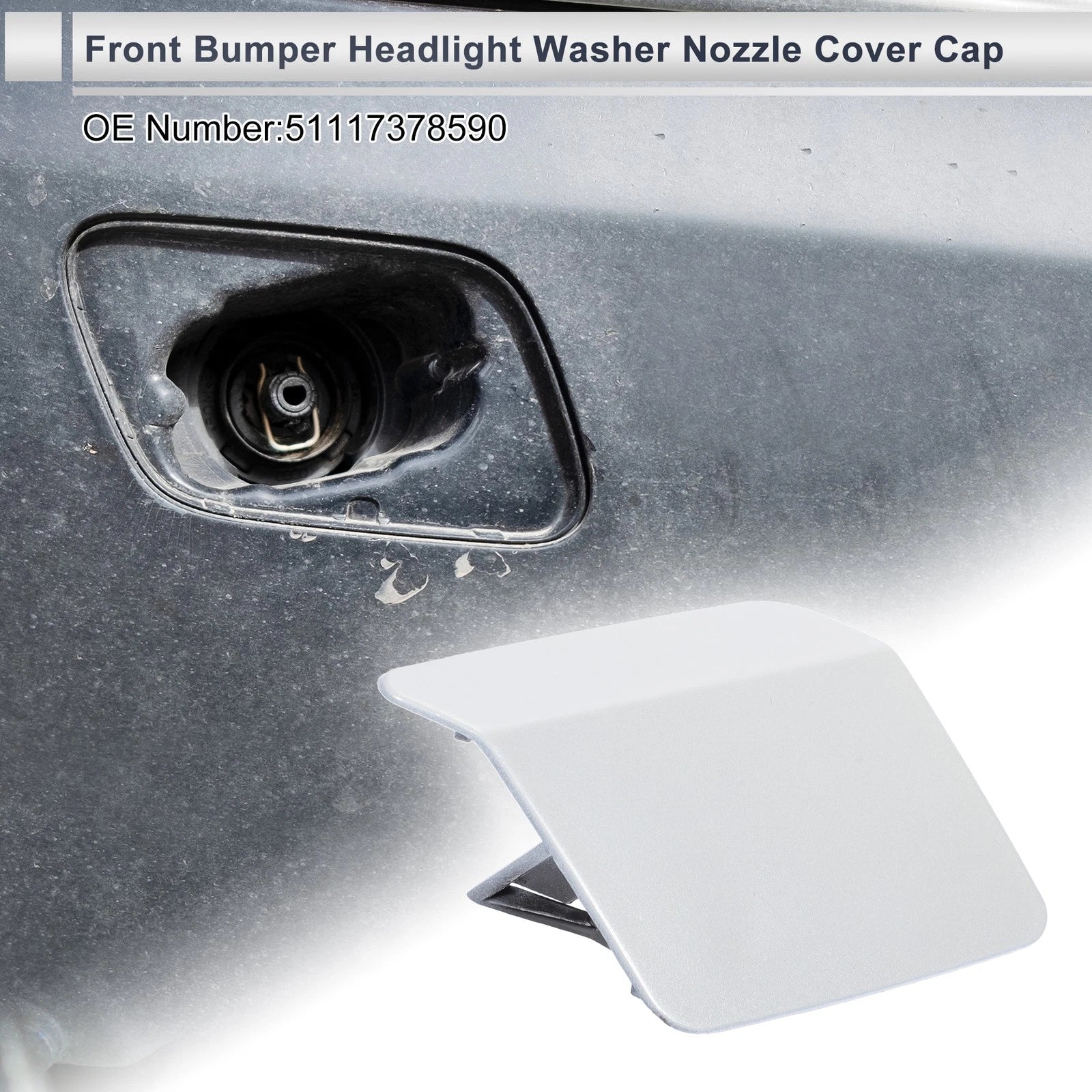 Bumper Headlight Washer Nozzle Cover Cap for BMW X5 F15 (2014–2018) White