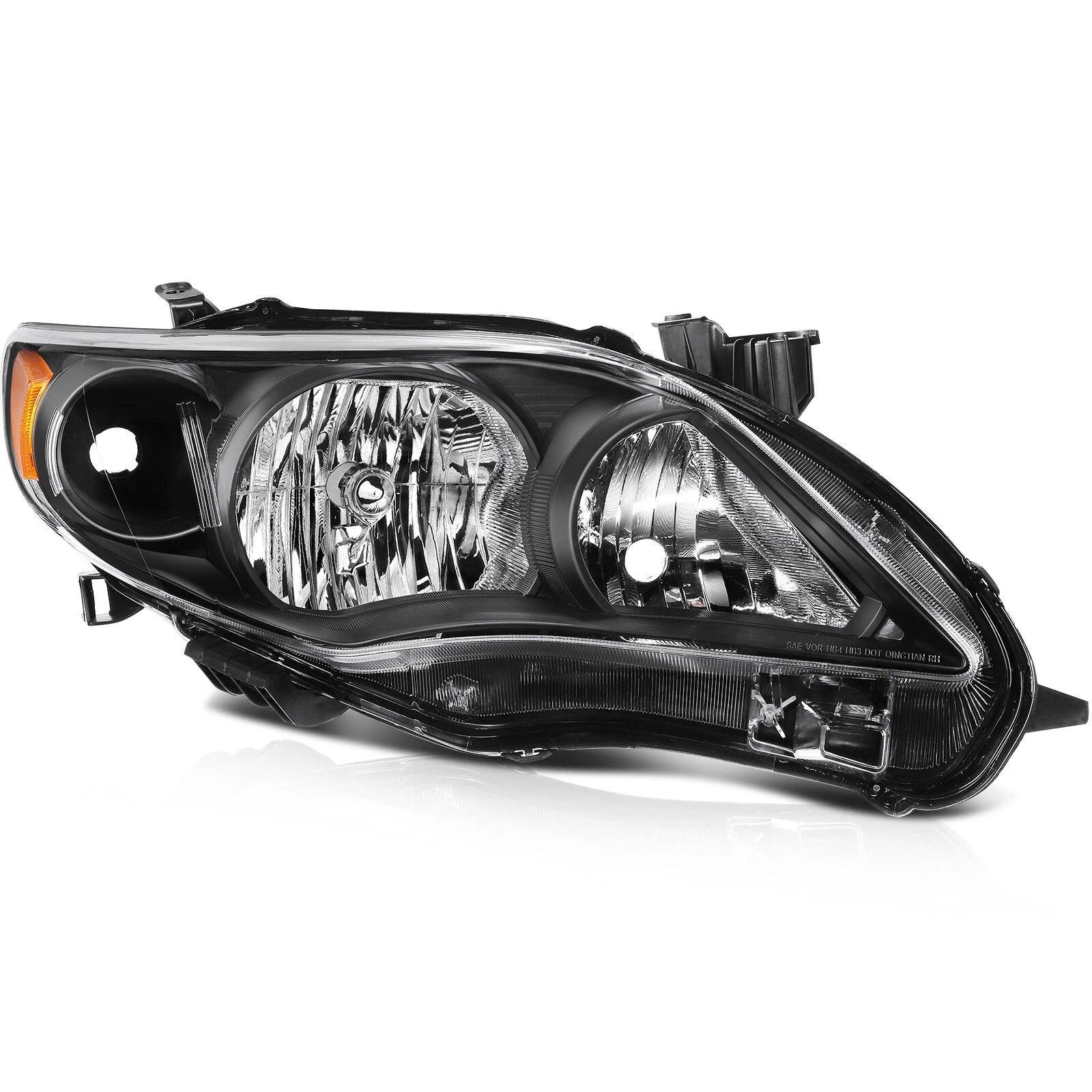 Headlights Pair for Toyota Corolla (2011–2013) Black Housing Replacement