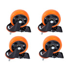Set of 4 Caster Wheels with Brake for Universal Use (4")