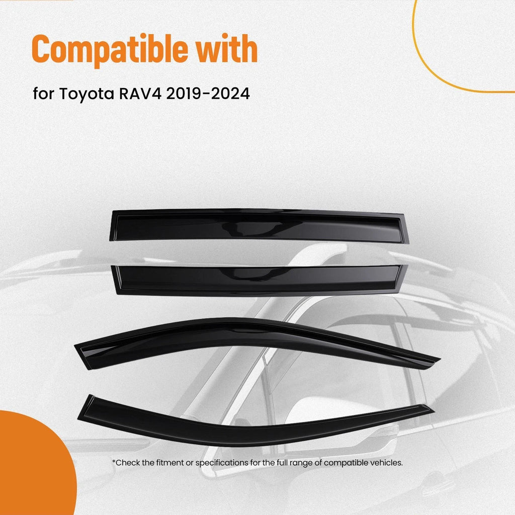 Window Visor Vent Rain Guards for Toyota RAV4 (2019–2024) Black