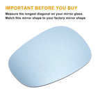 Left Side Heated Blue Mirror Glass for BMW 3 Series (2012–2019)