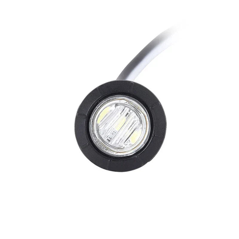 White LED Button Marker Light 4x 12V/24V for Car/Truck/Trailer