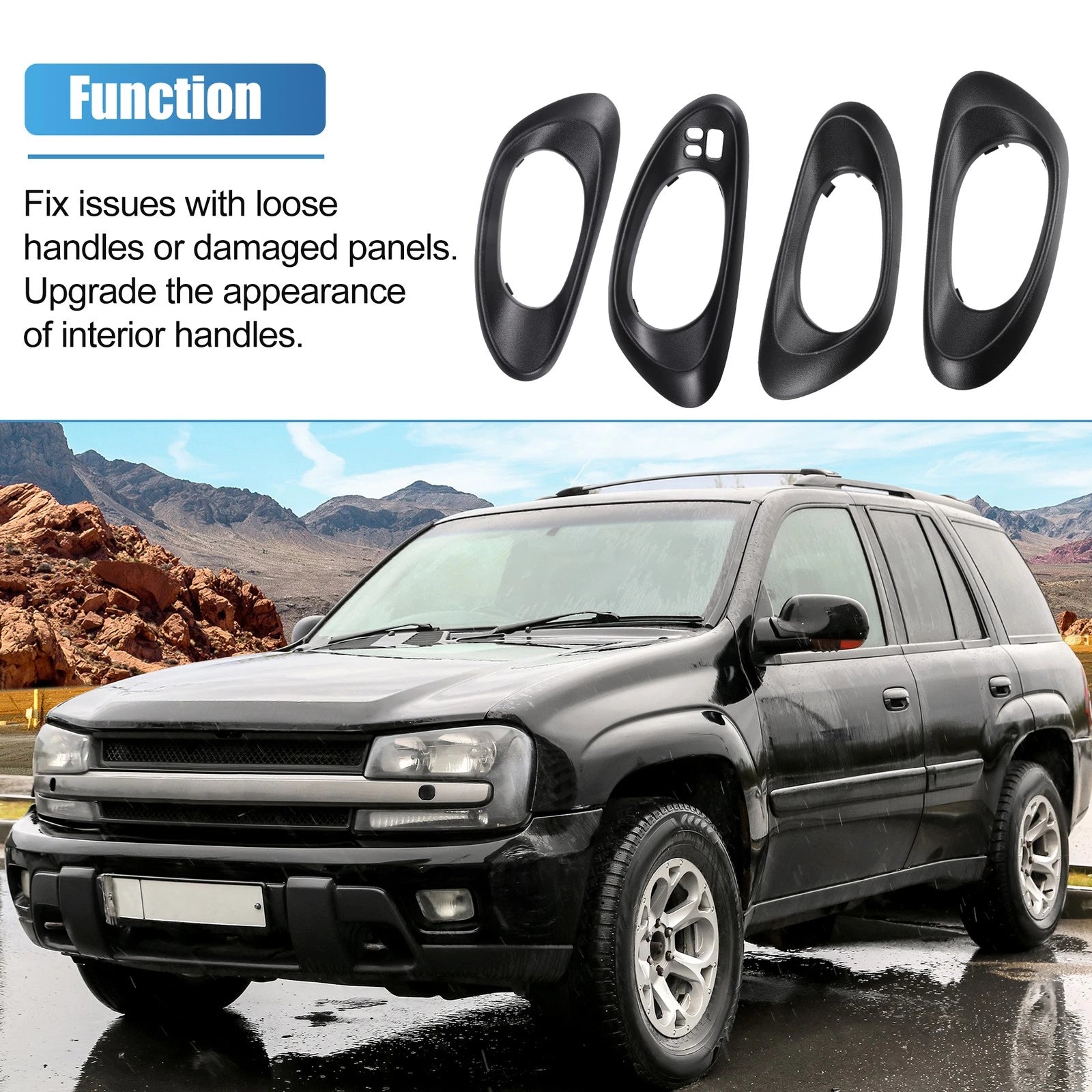 Set of 2 Interior Left Right Side Handle Covers for Chevy Trailblazer (2002–2009)