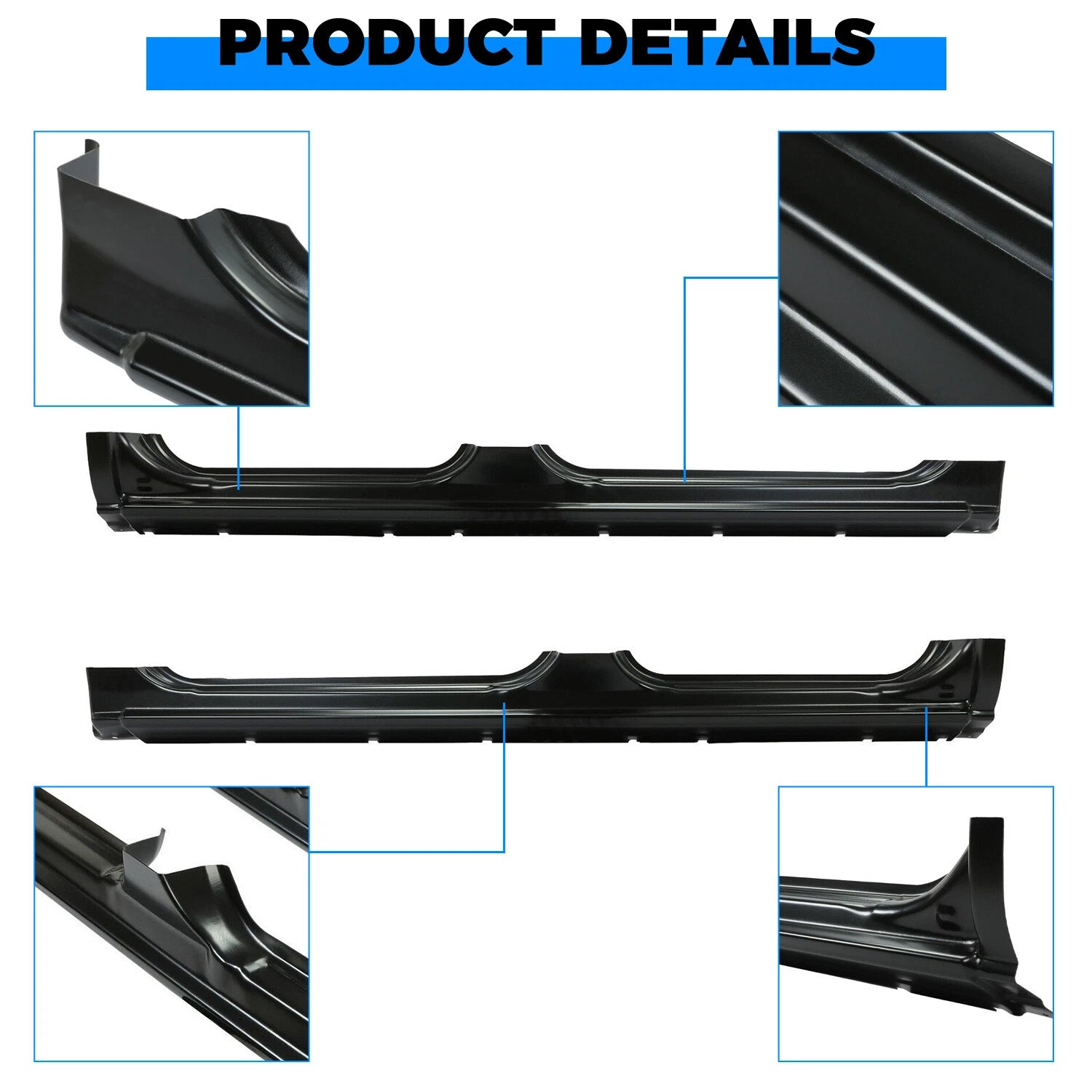 Rocker Panels for Chevy Silverado GMC Sierra Crew Cab (1999–2007) Pair Black