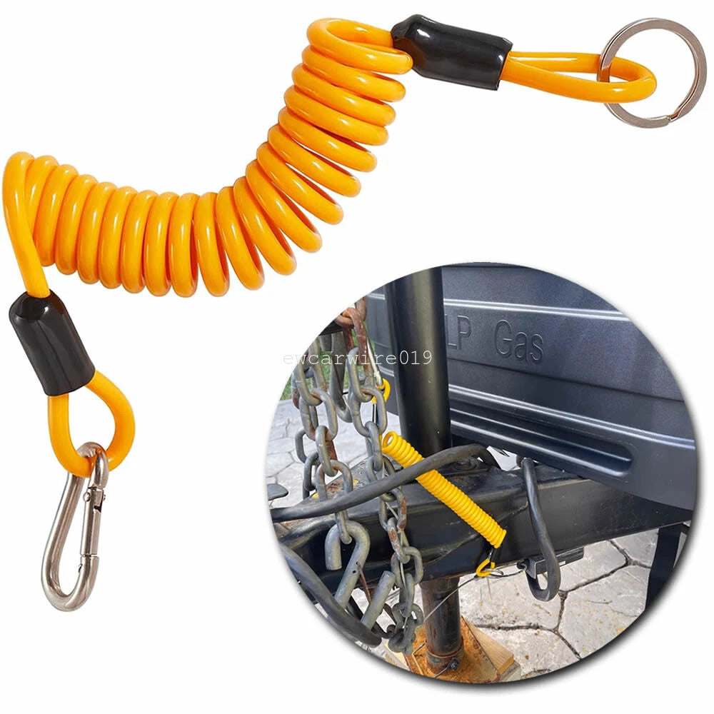 5ft Coiled Breakaway Cable for RV Towing Safety