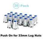 Lug Nut Covers Chrome Reflector Push-On for Universal Fit (2-3/4 in Tall)