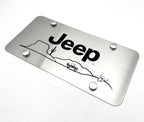 Brushed Stainless License Plate with Jeep Script Logo for Jeep (2007–2024)